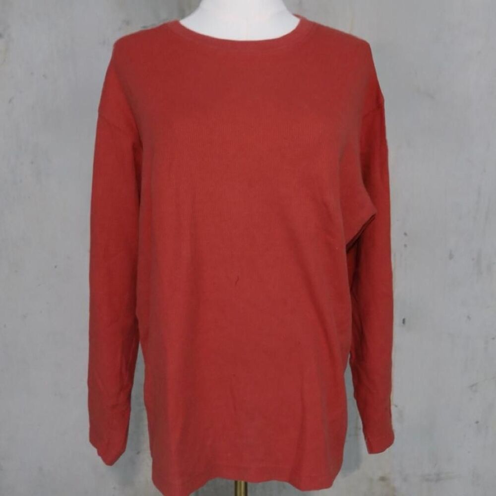 Eddie-bauer Men's Red and Burgundy Jumper